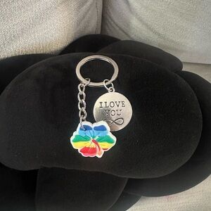 Colorful Flower Keychain with 'I Love You' Charm